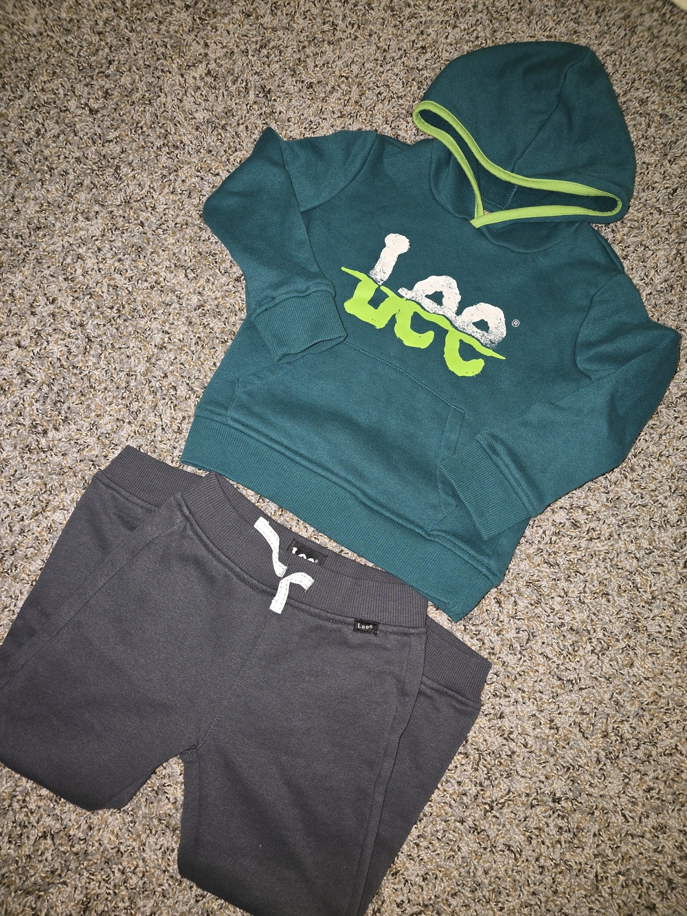 Lee Kids Teal Hoodie and Gray Jogger Set
